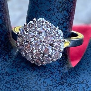 AAA CZ round stone cluster ring .925 size 8